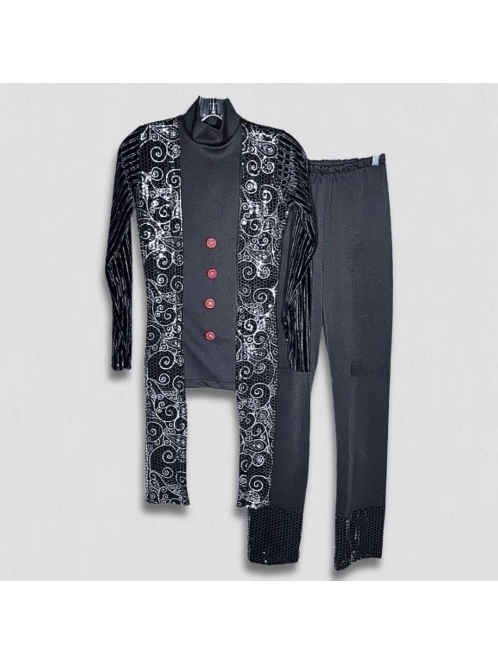 Gothic Vampire Sequin Halloween Costume dark showman Conde Dracula Lord 12-14